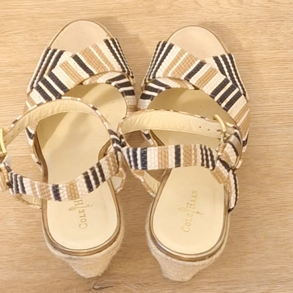 Cole‎ Haan Hart Striped Wedge Sandals